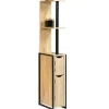Nature Pro Colonne Meuble Wc Salle de Bain 2 Portes en Bois Design Industriel Marron 3 Etagères Toilettes* Meuble Wc