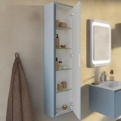 Kiamami Valentina Colonne Multifonction Suspendue H140 Porte Réversible Céleste Mat - Monaco* Colonne De Salle De Bains