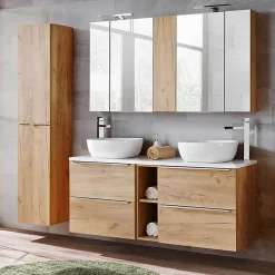 Petits-Meubles Colonne murale salle de bain 2 portes April Bois