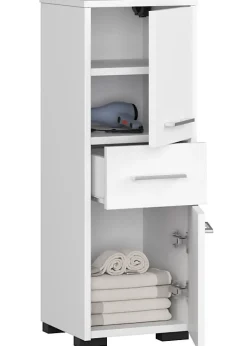 3xE Living Colonne salle de bain, 2 armoires, 140 x 30 x 30 cm, blanc mat