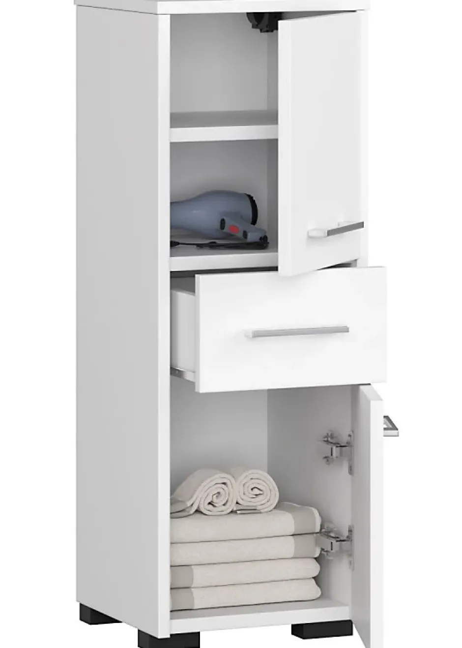 3xE Living Colonne salle de bain, 2 armoires, 140 x 30 x 30 cm, blanc mat