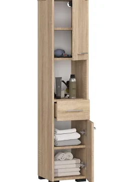 3xE Living Colonne salle de bain, 2 armoires, 1 tiroir, 140 x 30 x 30 cm, chêne sonoma* Armoire De Salle De Bains