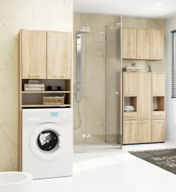 3xE Living Colonne salle de bain, 2 armoires, 1 tiroir, 140 x 30 x 30 cm, chêne sonoma* Armoire De Salle De Bains