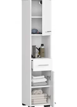 3xE Living Colonne salle de bain, 2 armoires / 1 tiroir, 140 x 30 x 30 cm, blanc mat