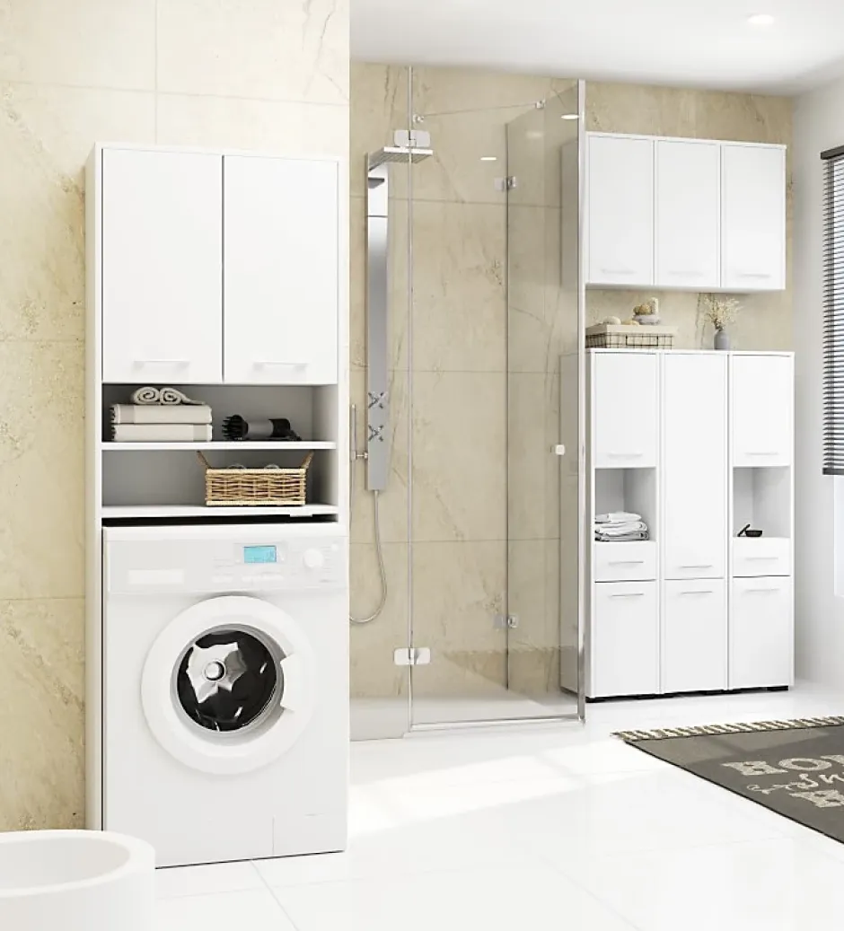3xE Living Colonne salle de bain, 2 armoires / 1 tiroir, 140 x 30 x 30 cm, blanc mat