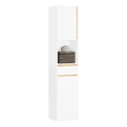 Sobuy Colonne Salle de Bain 2 Portes, Tiroir, Compartiment et étagères Réglables, BZR80-W,