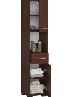 3xE Living Colonne salle de bain, 2 portes, 1 tiroir, 140 x 30 x 30 cm, wengé* Colonne De Salle De Bains