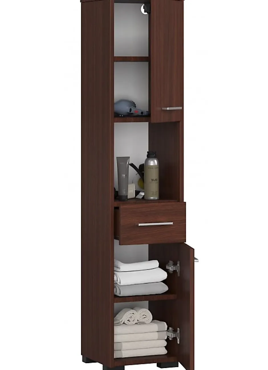 3xE Living Colonne salle de bain, 2 portes, 1 tiroir, 140 x 30 x 30 cm, wengé* Colonne De Salle De Bains