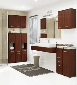 3xE Living Colonne salle de bain, 2 portes, 1 tiroir, 140 x 30 x 30 cm, wengé* Colonne De Salle De Bains