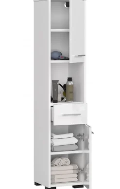 3xE Living Colonne salle de bain, 140 x 30 x 30 cm, blanc mat, blanc brillant* Armoire De Salle De Bains