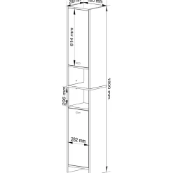 Akord Furniture Factory Colonne salle de bain AKORD BETI Blanche 32 cm 2 portes façade Blanche 4 étagères 32x28x180 cm