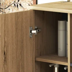Homcom Colonne salle de bain design H.148 cm - 2 portes, 4 étagères, 6 niches - gris effet bois clair naturel