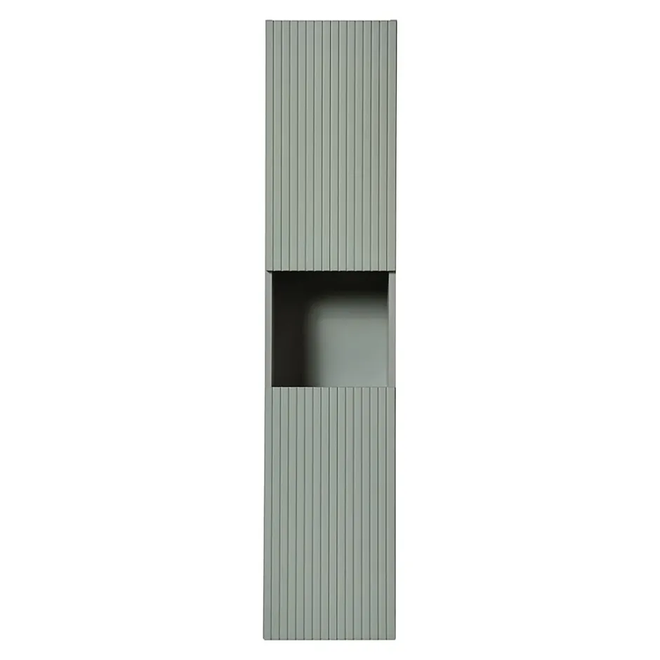 Meublorama Colonne salle de bain ELVINA 2 portes H140 cm Coloris vert sauge pastel Meuble suspendu* Colonne De Salle De Bains