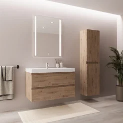 Lomazoo Colonne salle de bain Marbella chêne clair - 140cm* Colonne De Salle De Bains