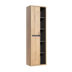Meublorama Colonne salle de bain MATT 170 cm Chene clair et gris anthracite Design suspendu moderne