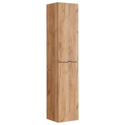 Meublorama Colonne salle de bain NALYA 170 cm Chene clair Rangement vertical suspendu design
