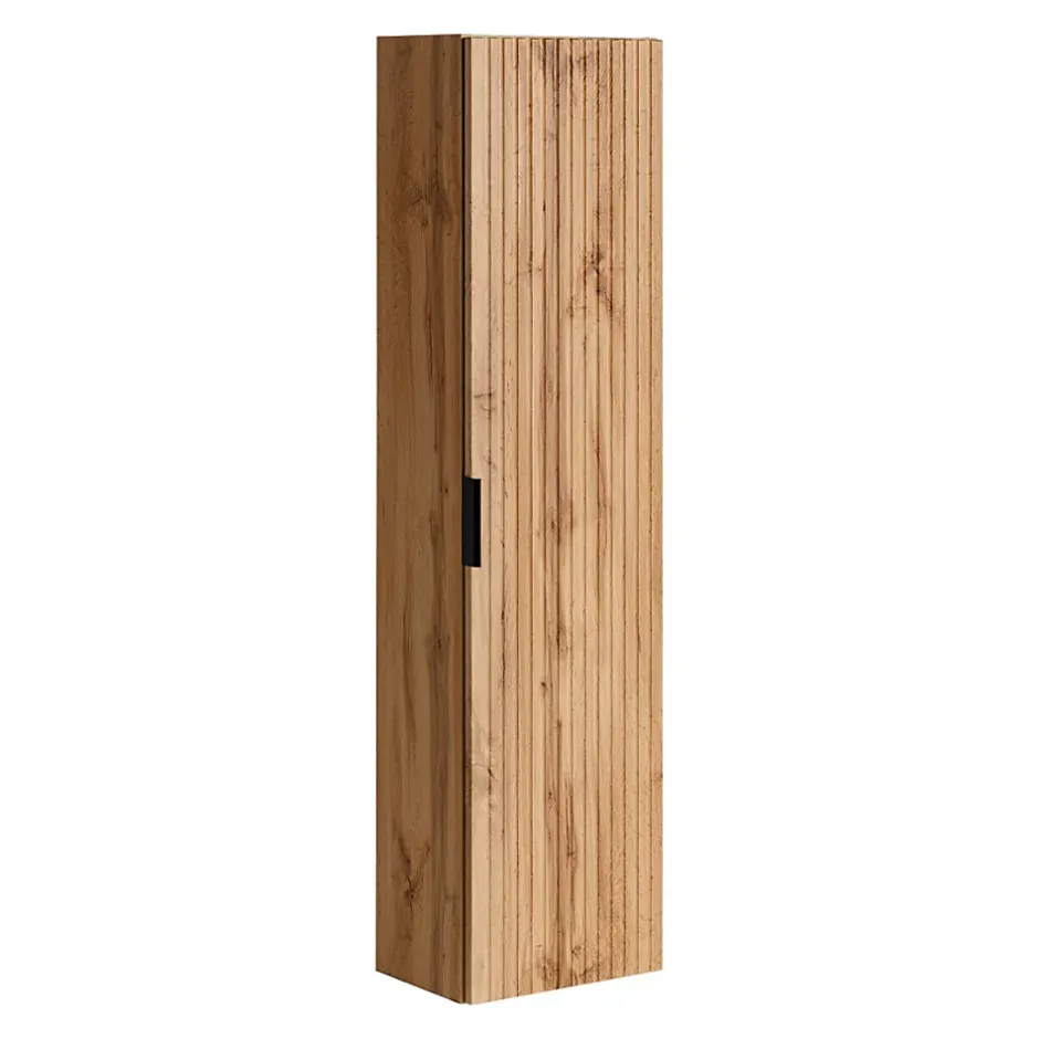 Meublorama Colonne salle de bain suspendue NOXERA 1 porte Coloris chene wotan Hauteur 140 cm