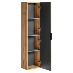 Meublorama Colonne salle de bain suspendue NOXERA 1 porte Coloris chene wotan Hauteur 140 cm