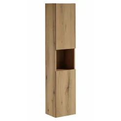 Meublorama Colonne salle de bain VANO 2 portes et 1 niche Chene L30 x P25 x H140 cm Meuble suspendu* Colonne De Salle De Bains