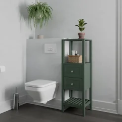 GoodHome Colonne salle de bains à poser l.40 x H.120 x P.36 cm vert, Perma* Colonne De Salle De Bains