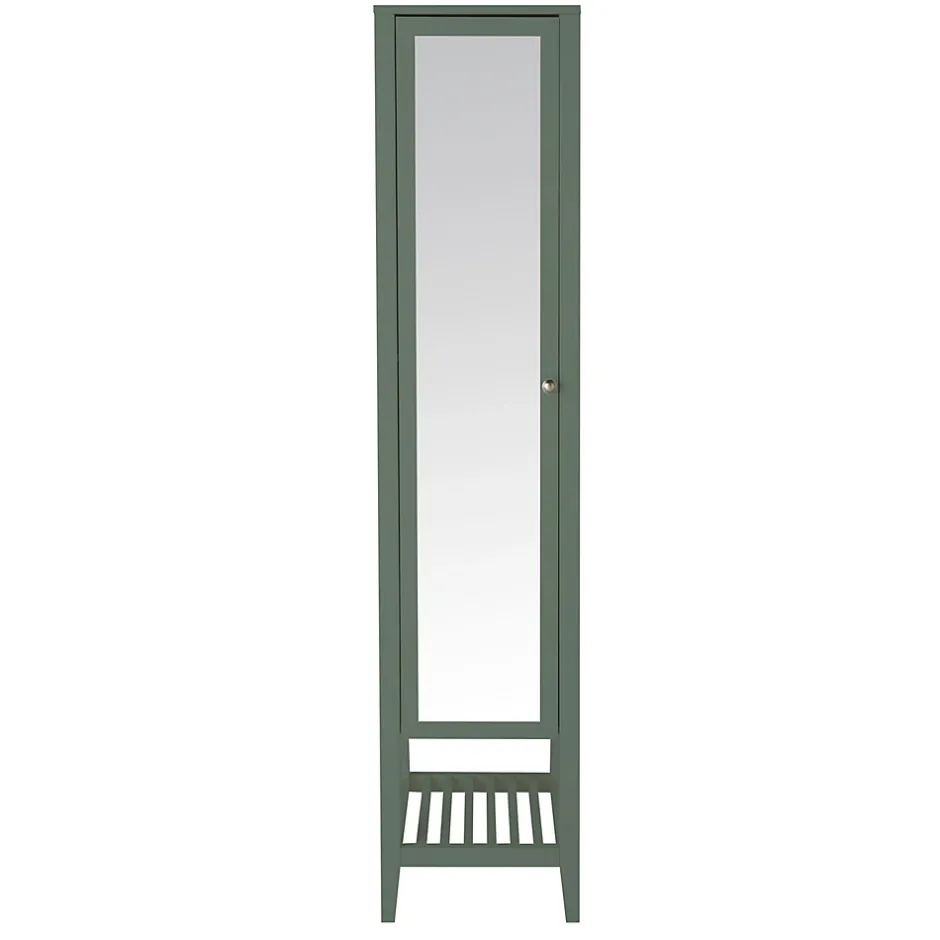 GoodHome Colonne salle de bains à poser avec miroir vert mat l.40 x H.185 x P.36 cm, Perma* Colonne De Salle De Bains