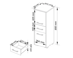Akord Furniture Factory Colonne salle de bains AKORD FIN Chêne Sonoma 30 cm 2 portes 1 tiroir façade Chêne Sonoma 3 étagères 30x30x85 cm