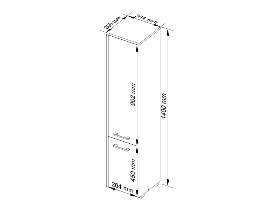 Akord Furniture Factory Colonne salle de bains AKORD FIN Blanche 30 cm 2 portes façade Blanche 5 étagères 30x30x140 cm* Colonne De Salle De Bains|Meuble De Salle De Bains Faible Profondeur