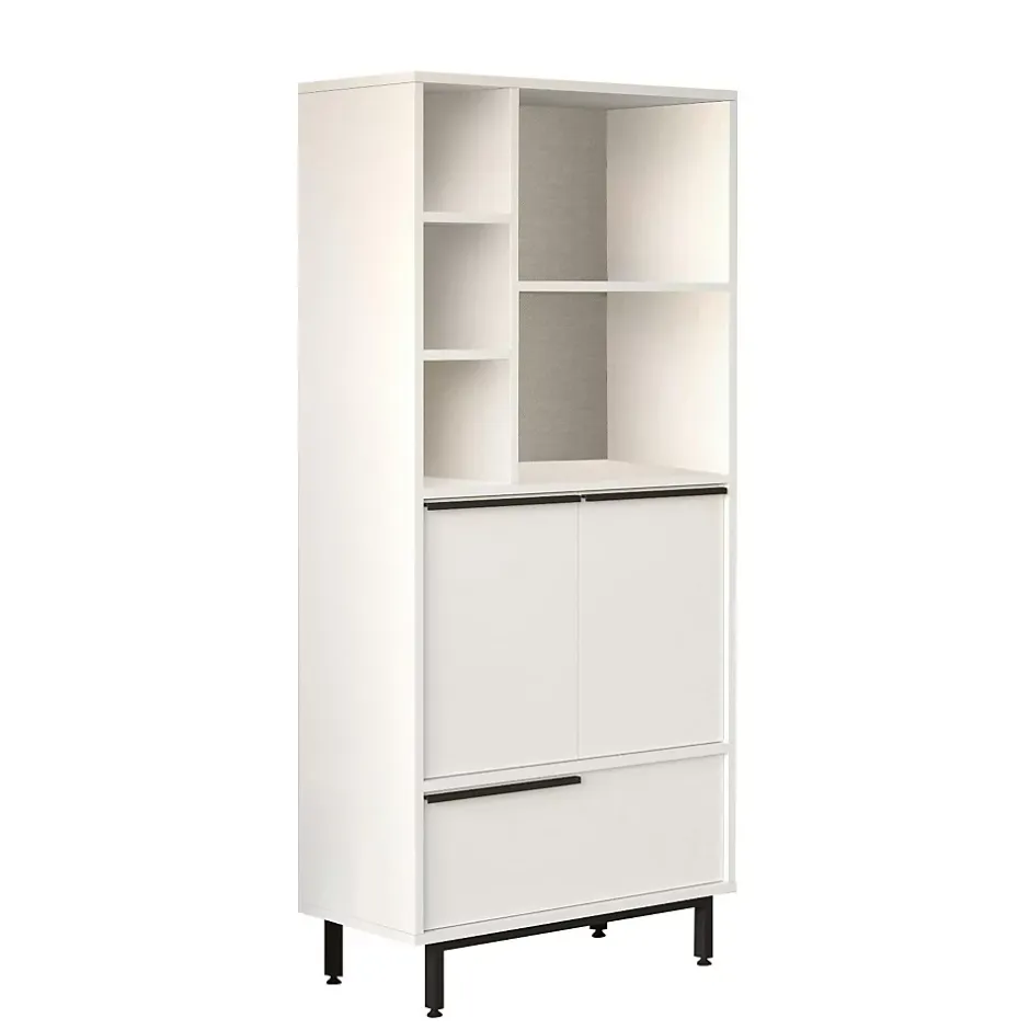 Pier Import Colonne salle de bains blanche 3 portes 5 niches JENA* Armoire De Salle De Bains