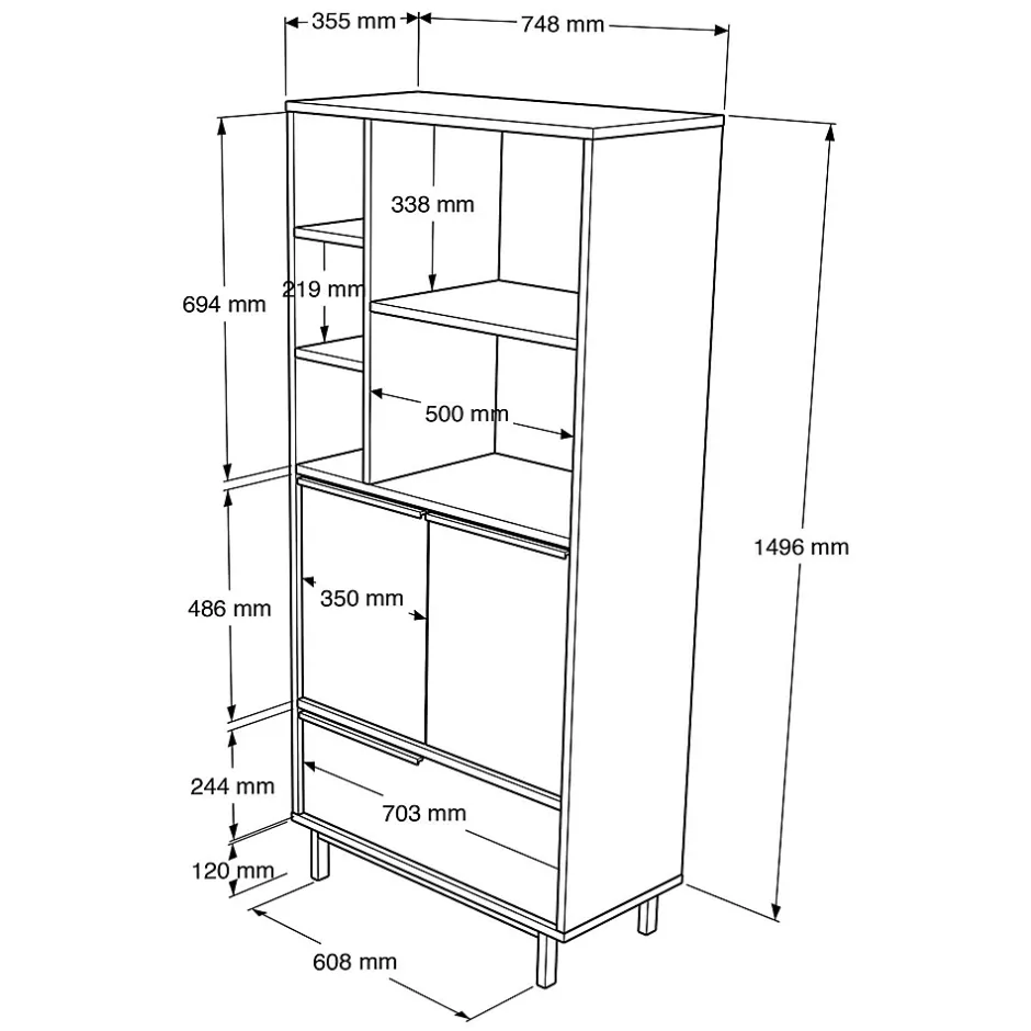 Pier Import Colonne salle de bains blanche 3 portes 5 niches JENA* Armoire De Salle De Bains