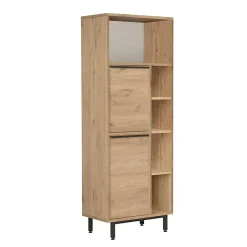 Pier Import Colonne salle de bains moderne effet bois 2 portes JENA* Armoire De Salle De Bains