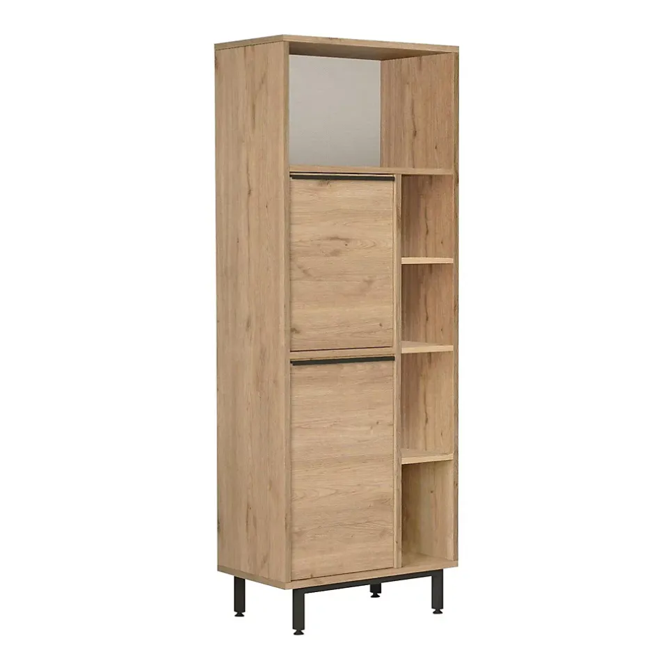 Pier Import Colonne salle de bains moderne effet bois 2 portes JENA* Armoire De Salle De Bains