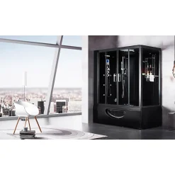 Archipel Combi Balneo douche Hammam CBH BLACK 179x97 - GAUCHE* Baignoire Balnéo
