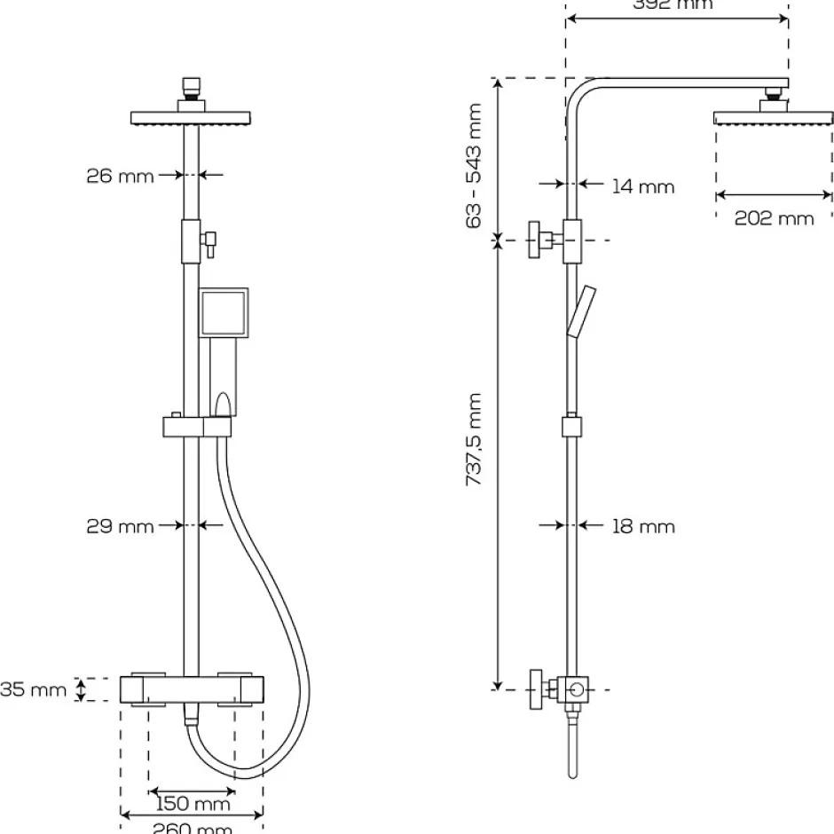 Cuisibane Combiné de douche et douchette SQUARE - Chromé