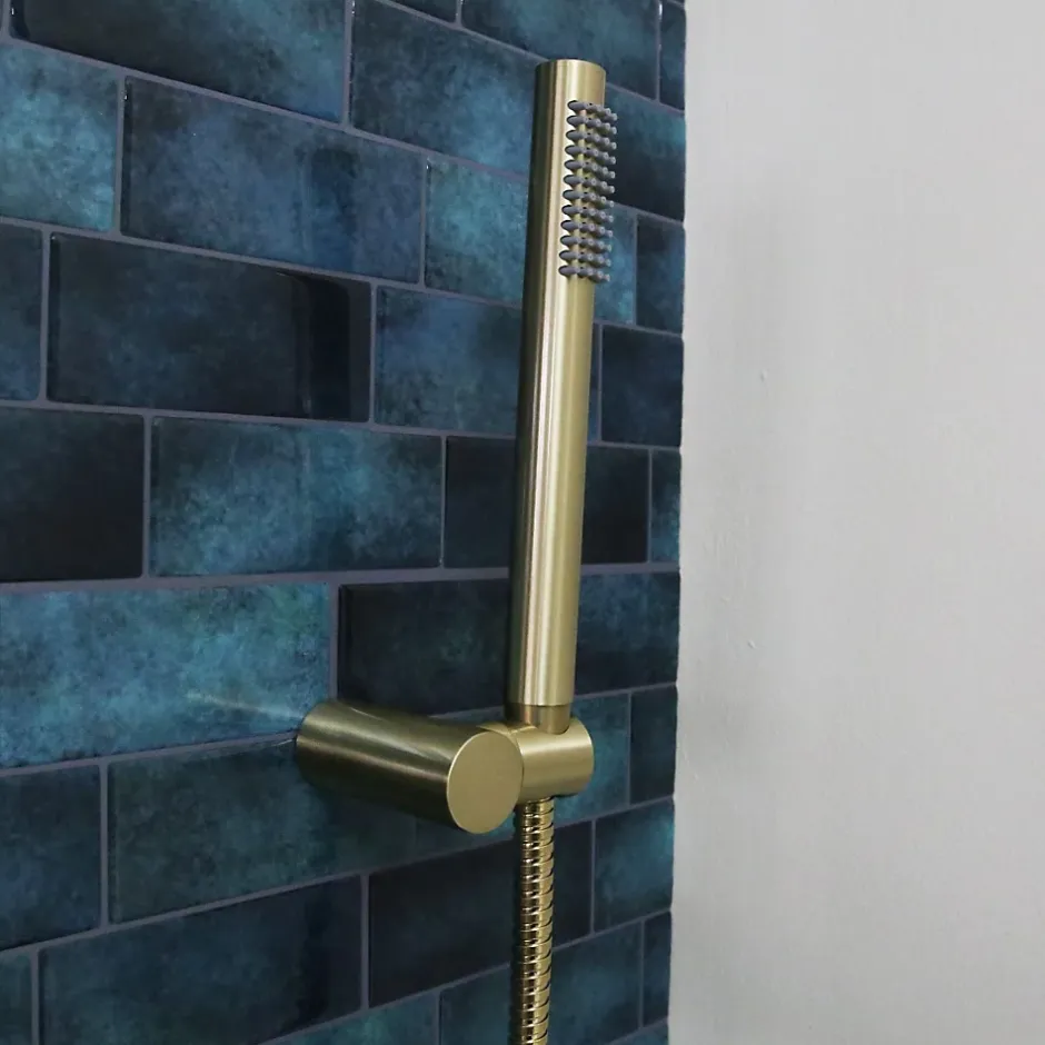 Essebagno Combiné support de douche or brossé 3 pièces Luisa* Pommeau De Douche, Flexible Et Barre De Douche