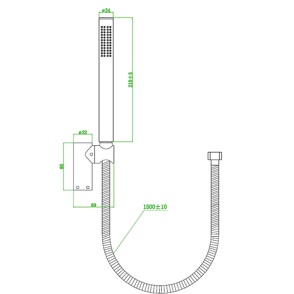 Essebagno Combiné support de douche or brossé 3 pièces Luisa* Pommeau De Douche, Flexible Et Barre De Douche