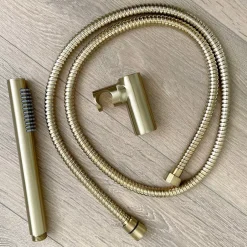 Essebagno Combiné support de douche or brossé 3 pièces Luisa* Pommeau De Douche, Flexible Et Barre De Douche