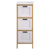 Mobili Rebecca Commode de Salle de Bains 3 Tiroirs MDF Bambu Blanc Marron Rebecca Mobili