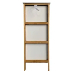 Mobili Rebecca Commode de Salle de Bains 3 Tiroirs MDF Bambu Blanc Marron Rebecca Mobili