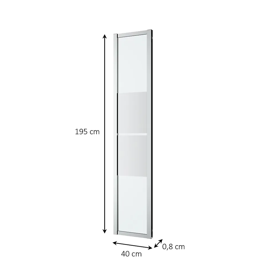 GoodHome Complément d'ouverture l.40 x H.195 cm, bandes miroir, profilés alu chrome, Ledava* Paroi De Douche