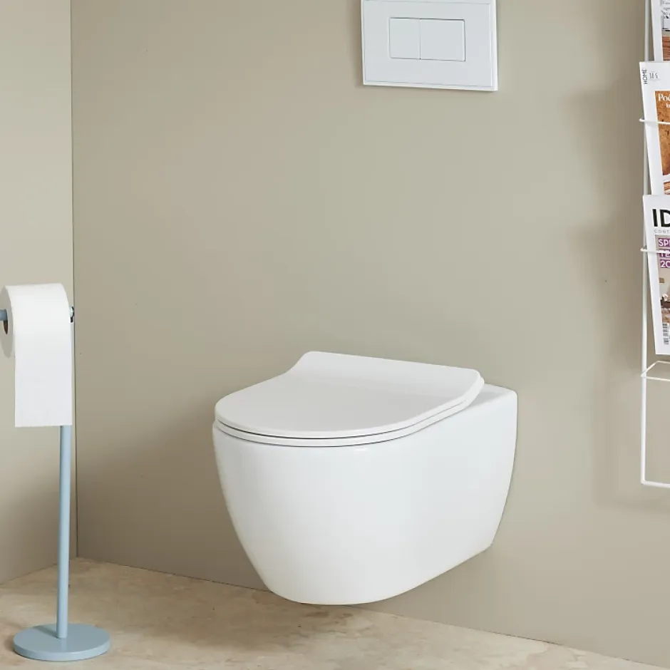 Planète Bain Cuvette suspendue sans bride avec abattant slim - Ceres