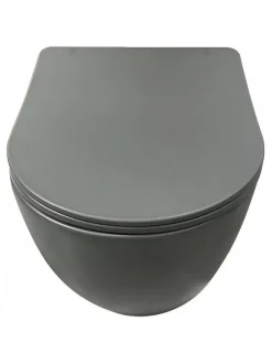 Sanitaire Cuvette suspendue sans bride KELOS Flush Gris Foncé avec abattant* Wc Suspendu
