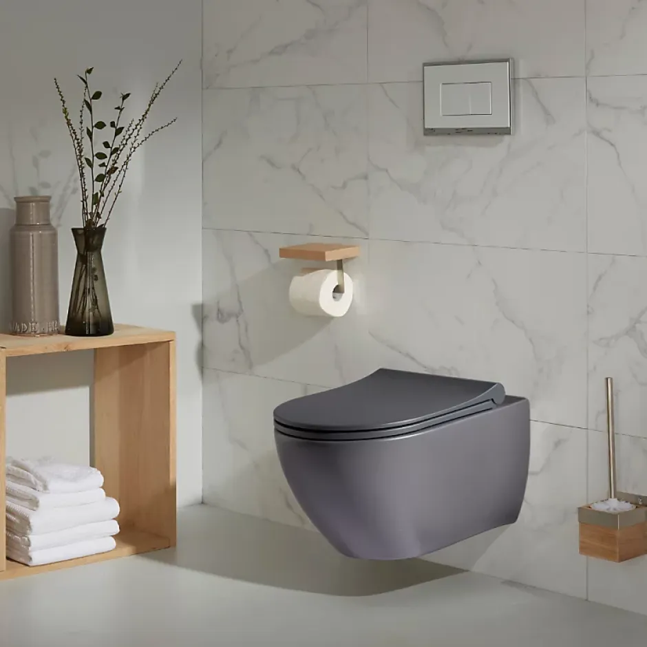 Planète Bain Cuvette suspendue sans bride Gris mat - Knidos