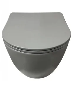 Sanitaire Cuvette suspendue sans bride KELOS Flush Gris Clair avec abattant