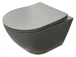 Sanitaire Cuvette suspendue sans bride KELOS Flush Gris Clair avec abattant