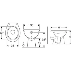 Geberit Cuvette WC au sol PUBLICA sortie horizontale - - 00309000000
