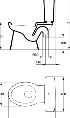 Porcher Cuvette WC seule ASPIRAMBO sans abattant sortie orientable D8cm - - P233001* Wc Suspendu