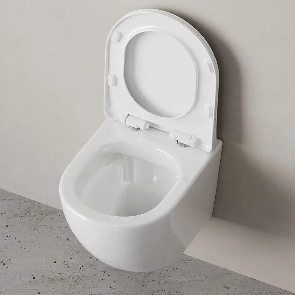 Am.Pm Europe Cuvette WC Suspendu Blanc Toilette Suspendu FlashClean WC sans rebord avec couvercle de siège SoftClose, CXB1701SC Blanc AM.PM