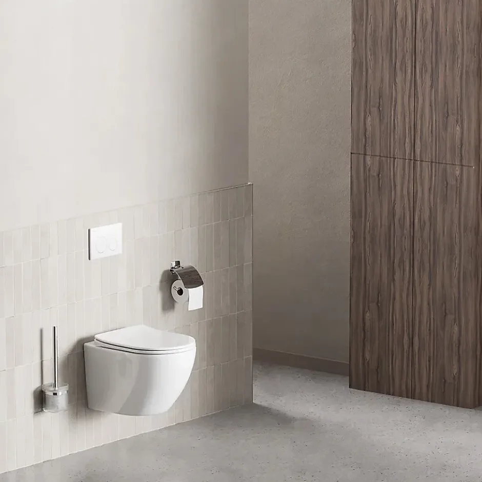 Am.Pm Europe Cuvette WC Suspendu Blanc Toilette Suspendu FlashClean WC sans rebord avec couvercle de siège SoftClose, CXB1701SC Blanc AM.PM