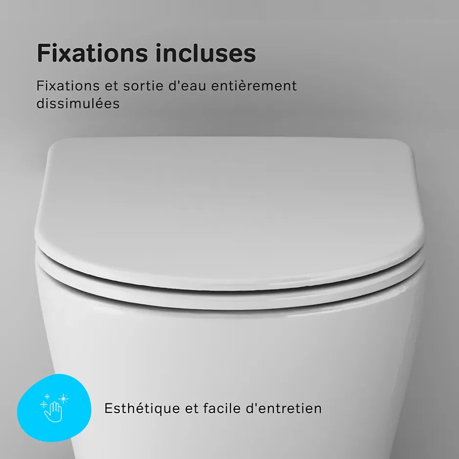 Am.Pm Europe Cuvette WC Suspendu Blanc Toilette Suspendu FlashClean WC sans rebord avec couvercle de siège SoftClose, CXB1701SC Blanc AM.PM