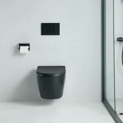 Stano Cuvette WC suspendu CARCEO noir mat - sans bride et avec frein de chute